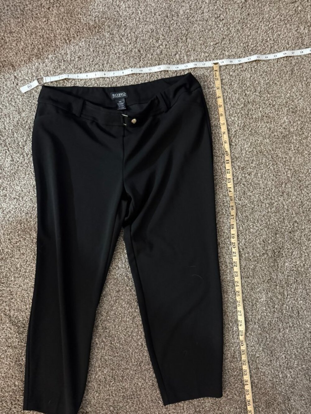 SOHO Apparel Ltd Black Dress Pants Gold Buckle Stretch Size PXL